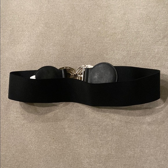 Wide Buckle Elastic Statement Belt Stretchy Cinch Trimmer Belt Size M/L - Picture 5 of 7